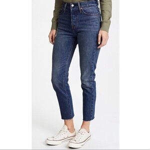 Levi's Wedgie Fit Jeans Premium White Oak Cone Denim, High-Rise with Raw Hem 26